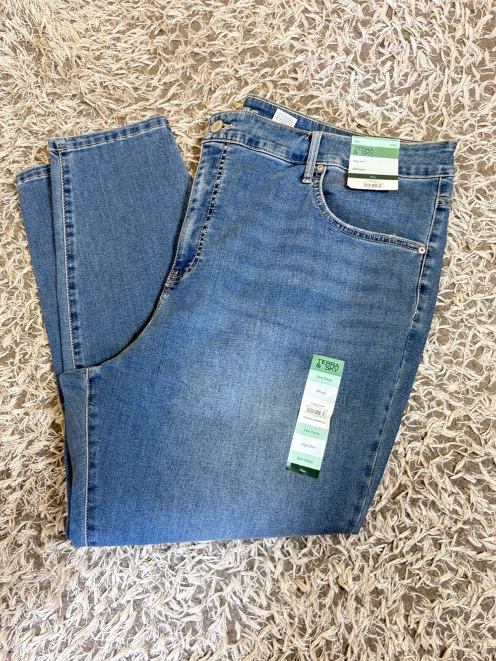 Terra & Sky Womens Plus Size Skinny High Rise Jeans 24W Petite NWT Stretch